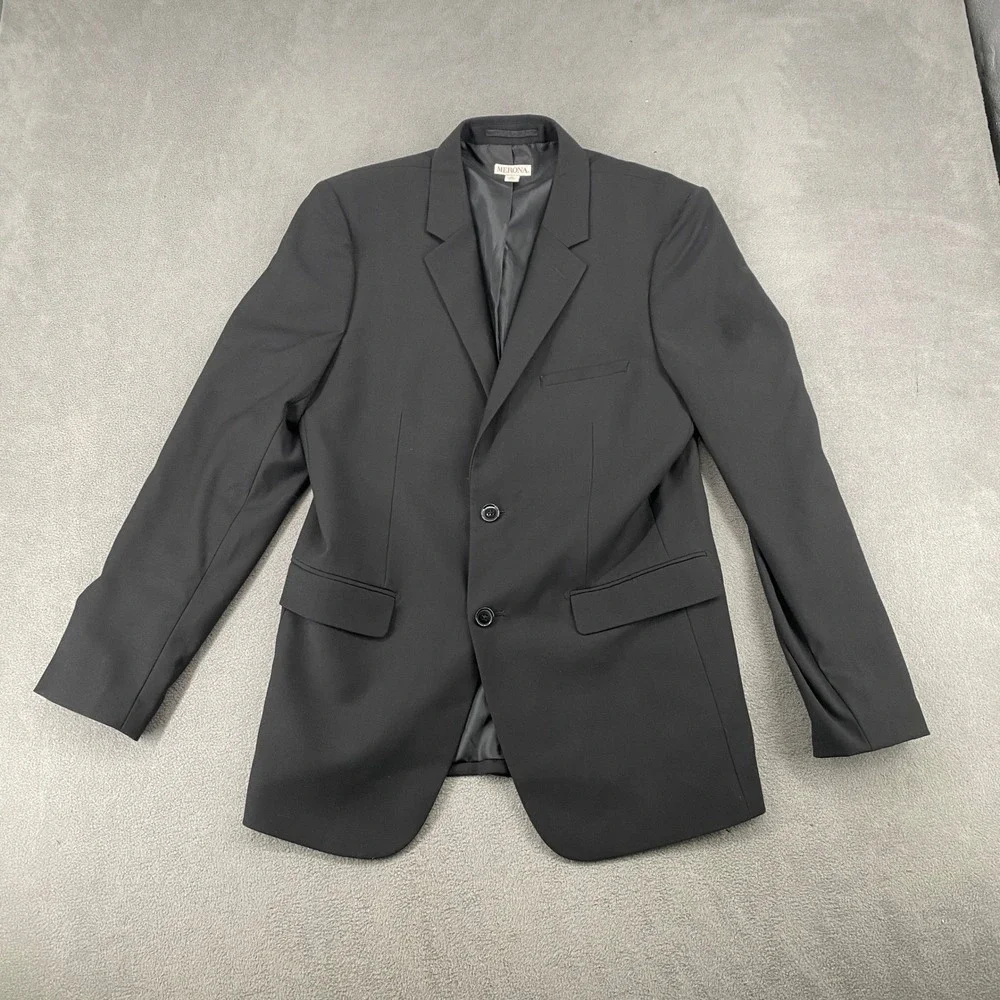 Merona Mens Slim Fit Two Button Blazer Black Sport Coat Size Medium 7523
